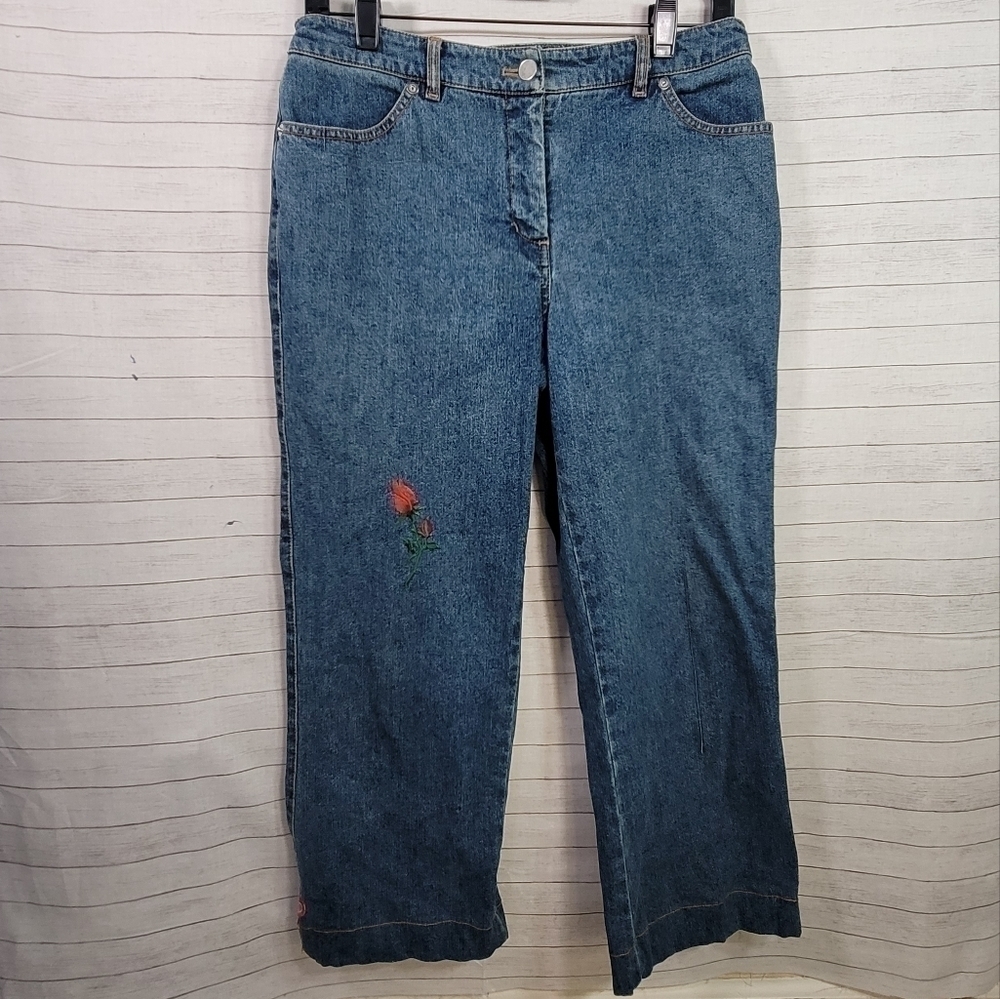 ST. JOHN COLLECTION BY MARIE GRAY VINTAGE WIDE CROP JEANS, SZ 4